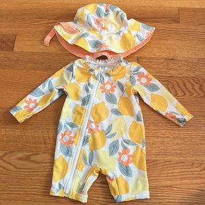 Baby girl swim suit and hat